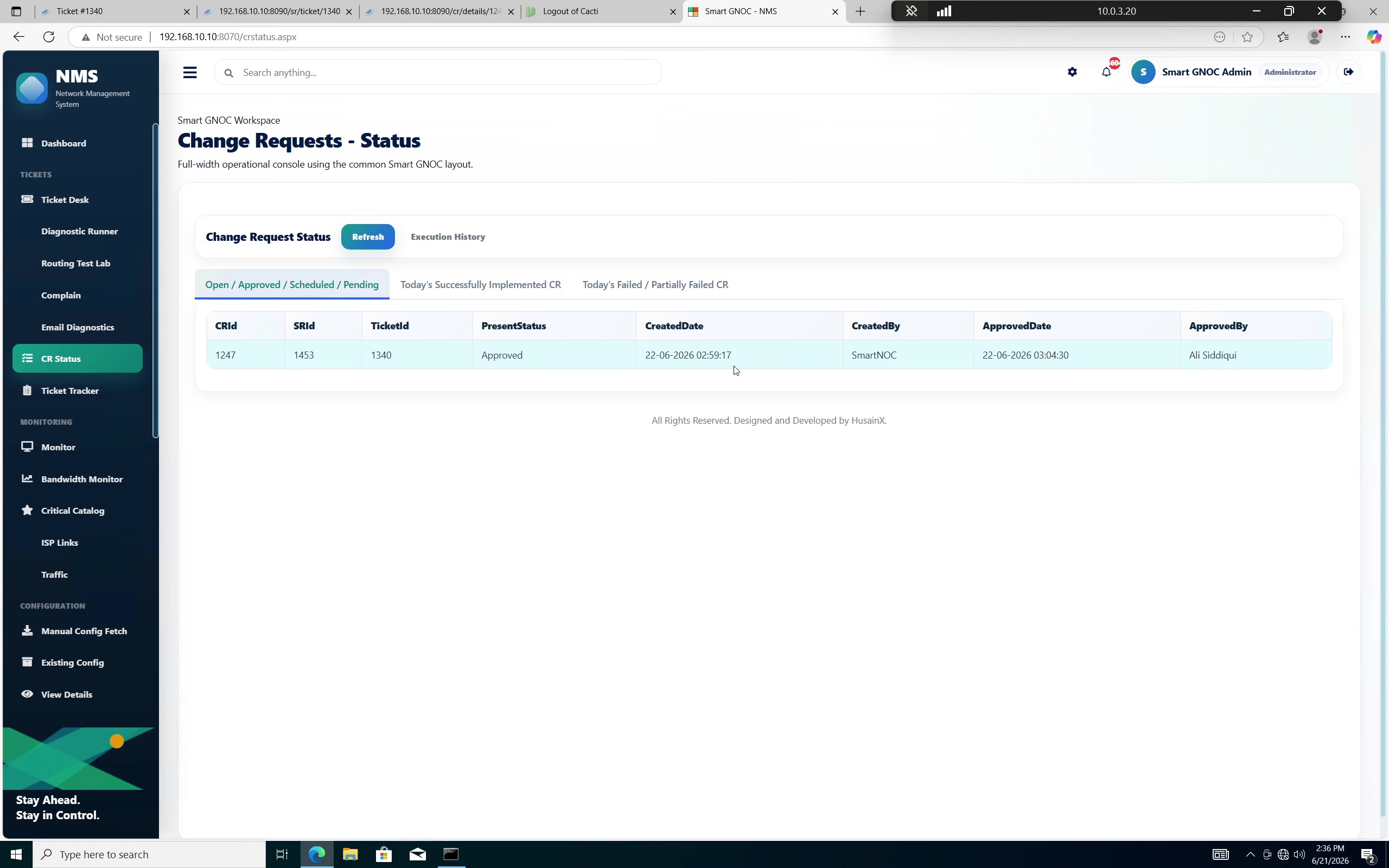 Approved change request entering Smart GNOC controlled execution pipeline